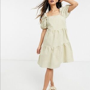 ASOS Y.A.S. Summer Gingham Puff Sleeve Smock Dress Mindy